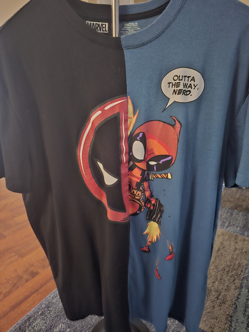 Marvel Kids Deadpool Split-Face Graphic Tee - Black & Blue